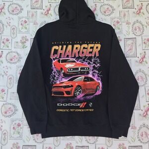 Dodge Charger Hoodie Black Size S Classic & Modern Muscle Car Graphic Sweatshirt